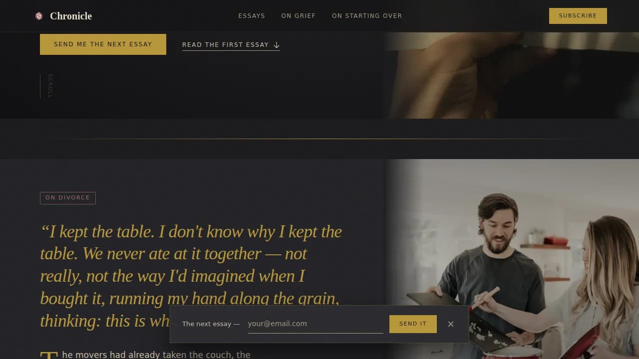 Chronicle — Bespoke Atelier Memoir Landing Page Template