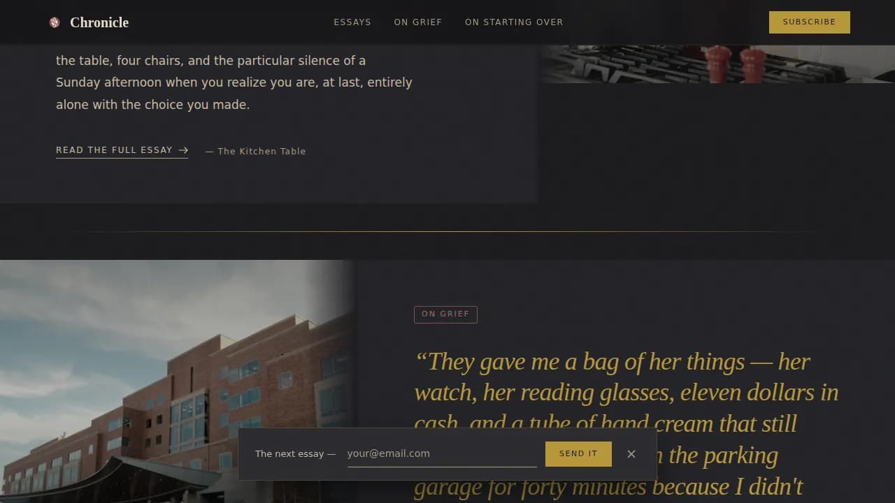 Chronicle — Bespoke Atelier Memoir Landing Page Template