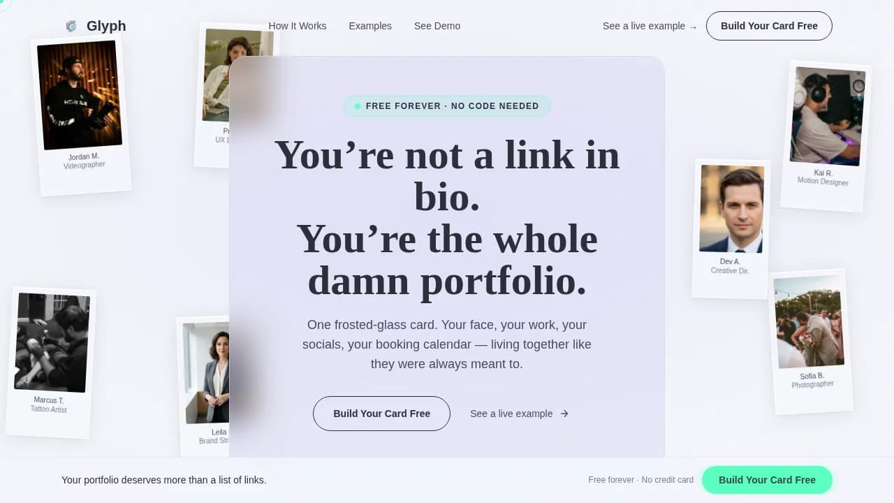 Glyph — Premium Freelance Portfolio Landing Page Template
