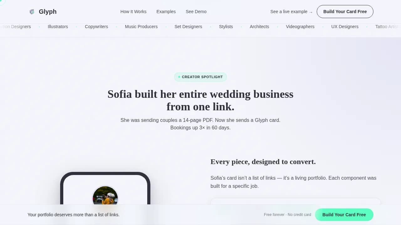 Glyph — Premium Freelance Portfolio Landing Page Template