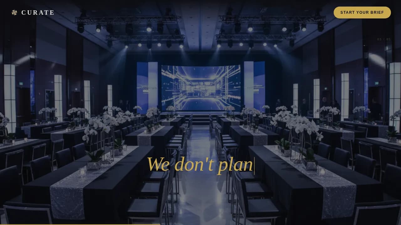 Curate — Elite Event Production Landing Page Template