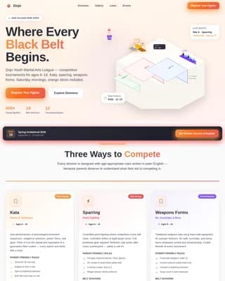 Dojo — Premier Martial Arts Academy Landing Page Template