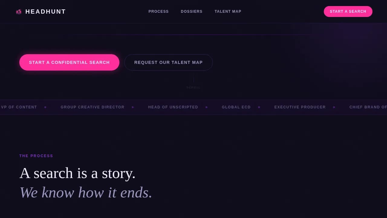 Headhunt — Elite Creative Recruitment Landing Page Template