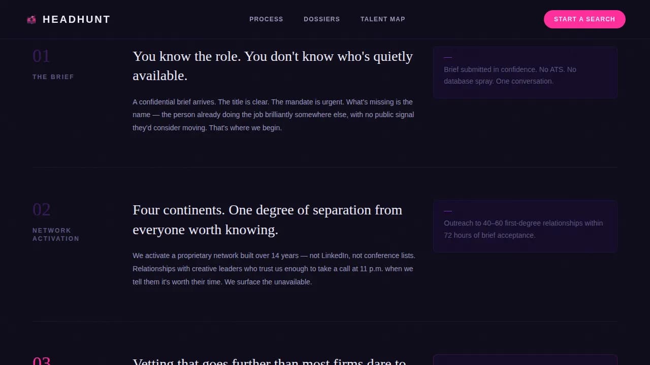 Headhunt — Elite Creative Recruitment Landing Page Template