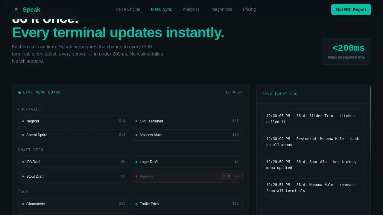 Speak - Voice-Activated POS ROI Calculator Landing Page Template