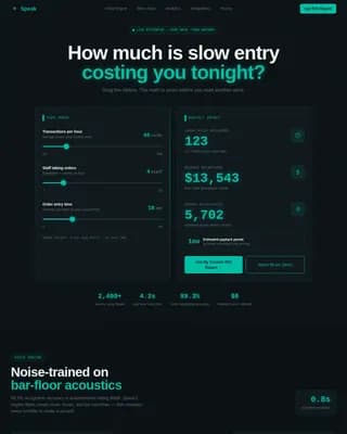 Speak - Voice-Activated POS ROI Calculator Landing Page Template