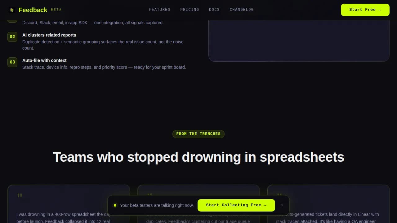Feedback — Smart QA Testing Platform Landing Page Template