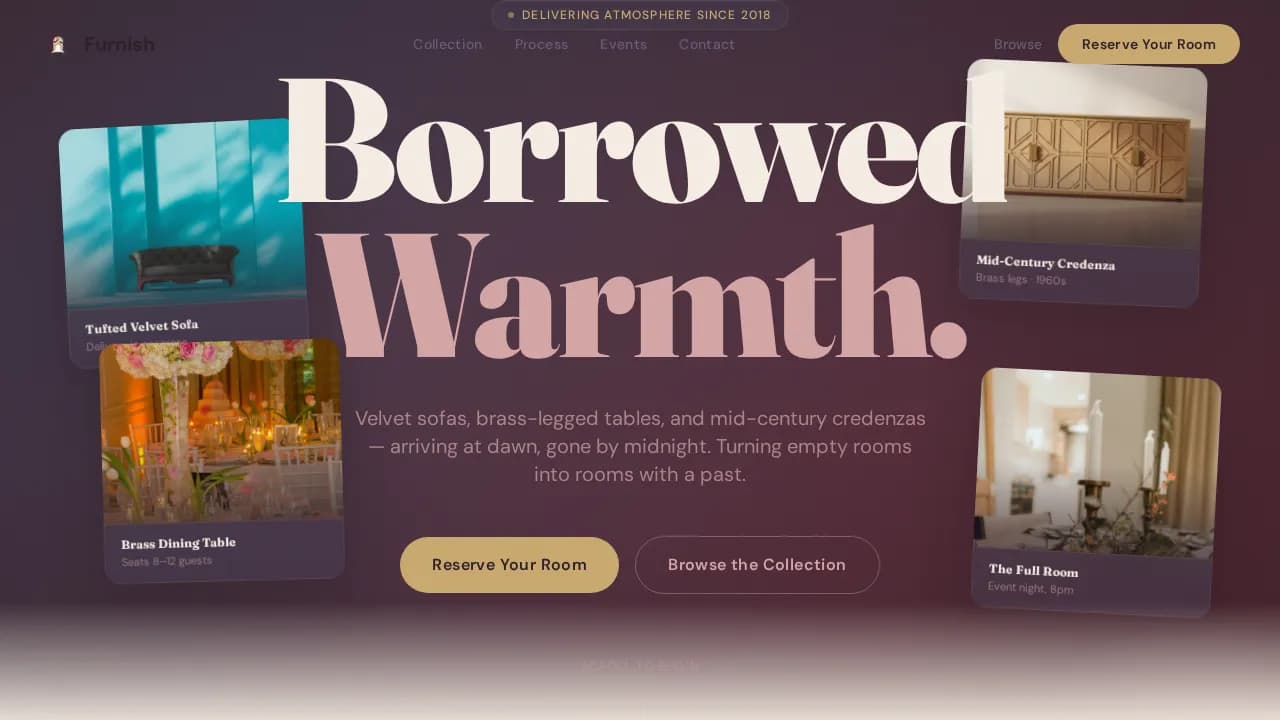 Furnish — Premium Event Staging Rental Landing Page Template