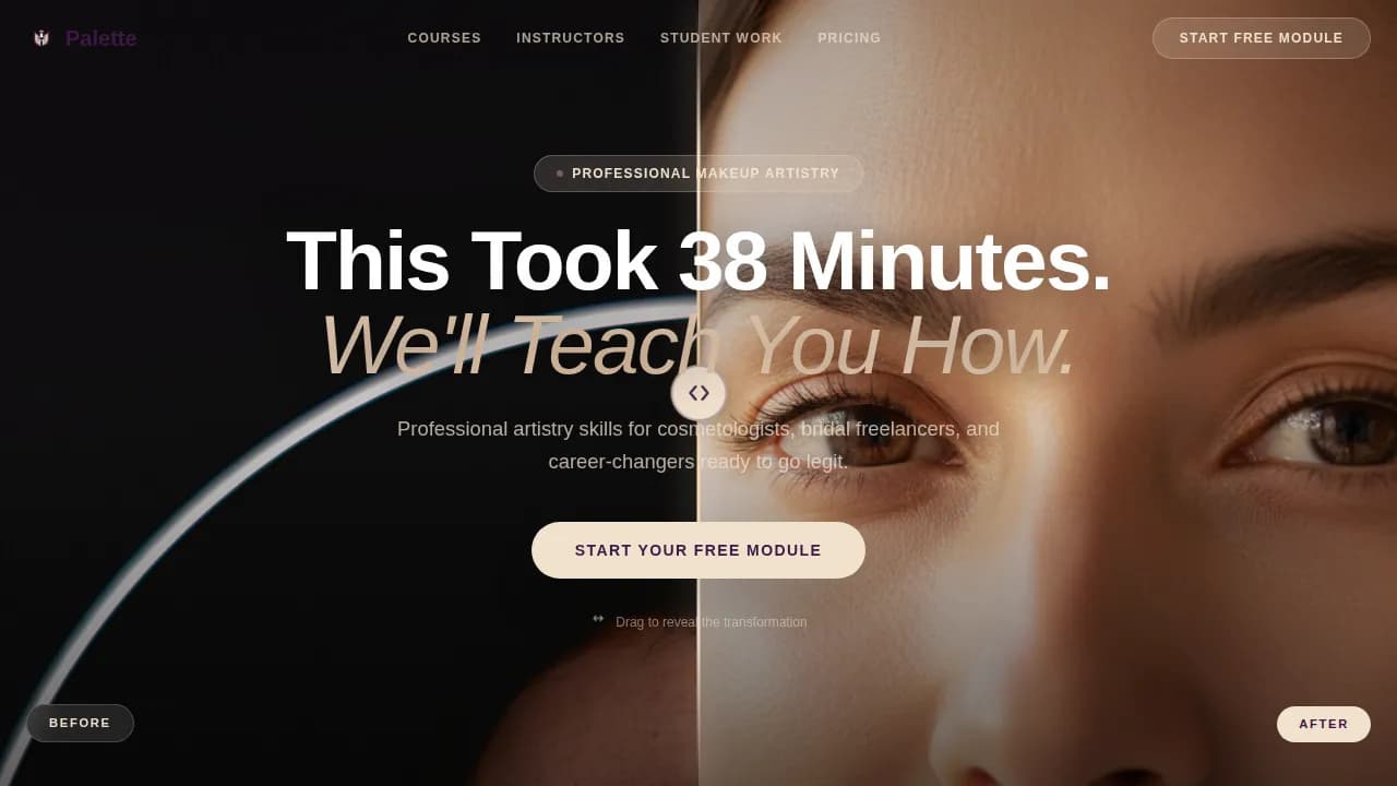 Palette — Elite Beauty Artistry Training Landing Page Template