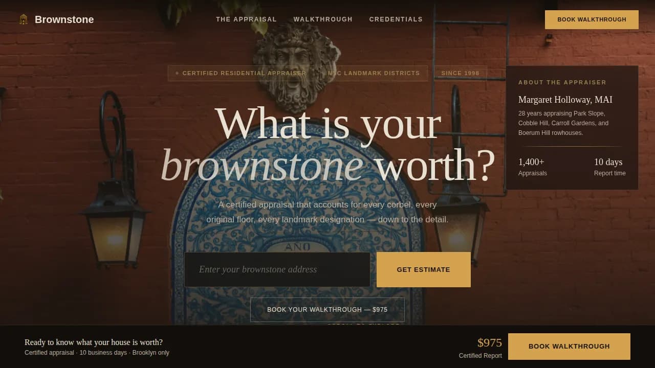 Heritage — Certified Rowhouse Appraisal Landing Page Template