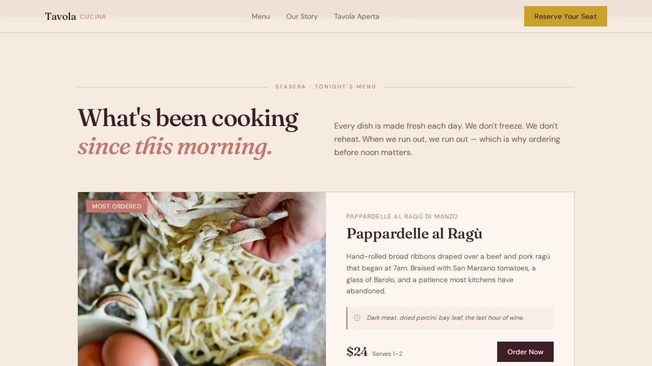 Sfumato — Refined Italian Delivery Landing Page Template