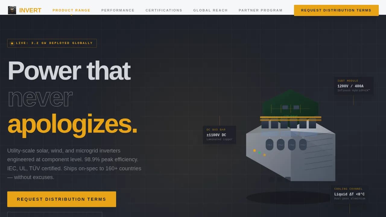 Volt — Industrial Inverter Manufacturer Landing Page Template