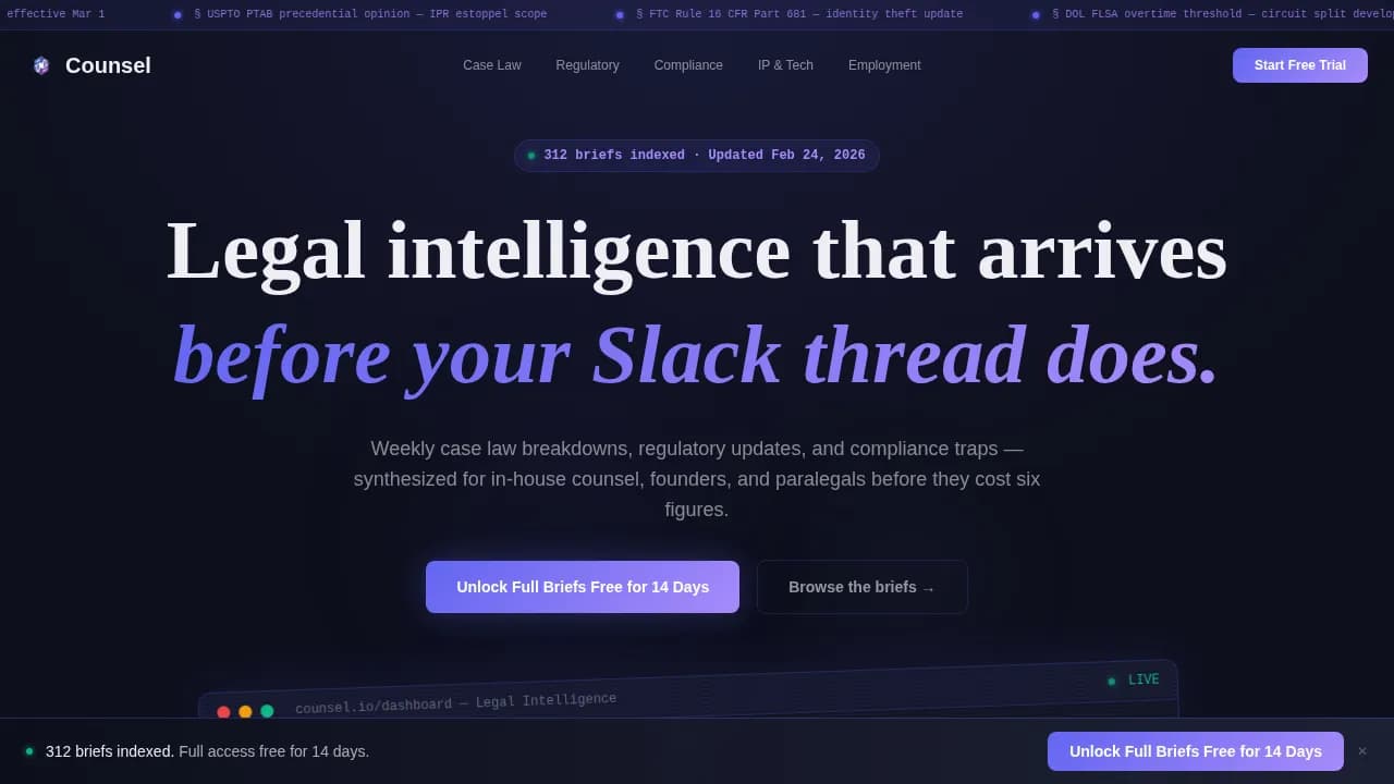 Legal Intelligence Blog & In-House Counsel Website Template