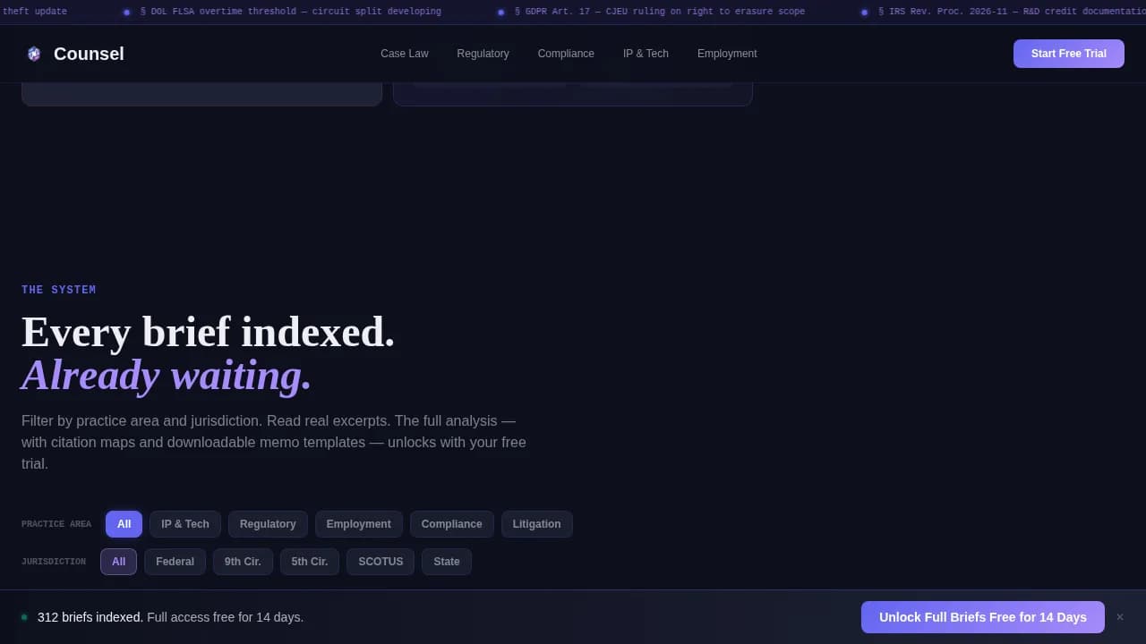 Legal Intelligence Blog & In-House Counsel Website Template