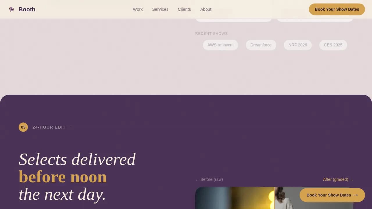 Capture — Professional Event Photography Landing Page Template