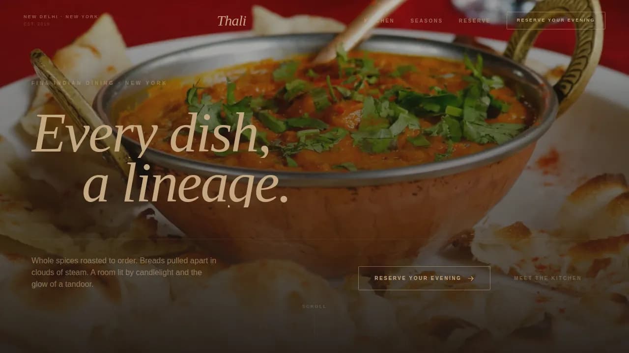 Feast — Authentic Indian Fine Dining Landing Page Template