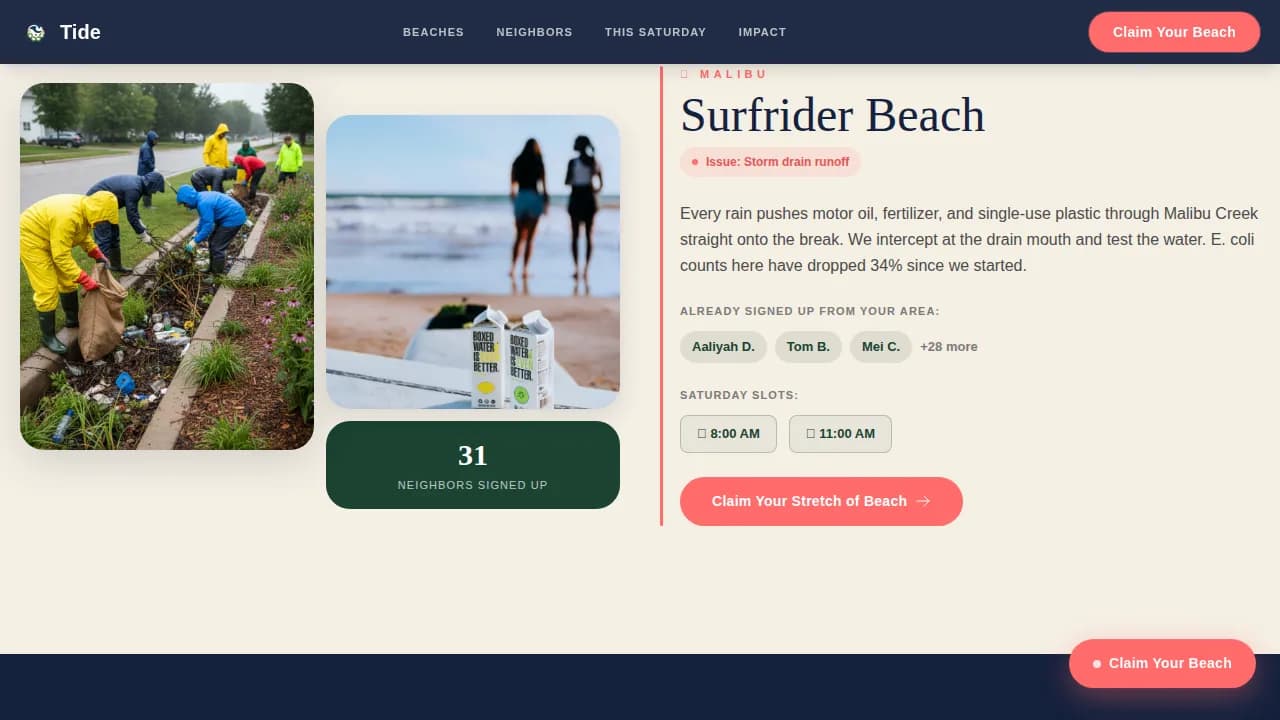 Wave — Community Marine Advocacy Landing Page Template