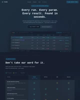 Track - Precision ML Experiment Tracking Landing Page Template