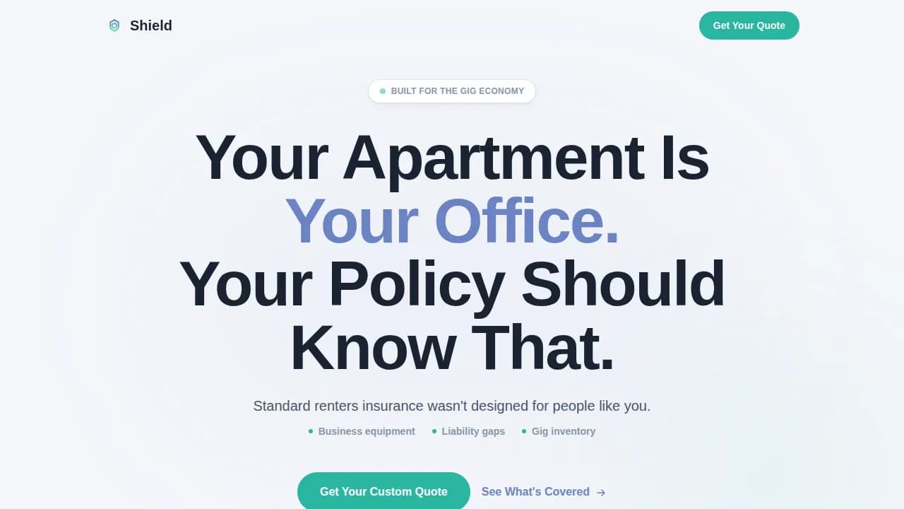 Armor — Portable Freelance Coverage Landing Page Template