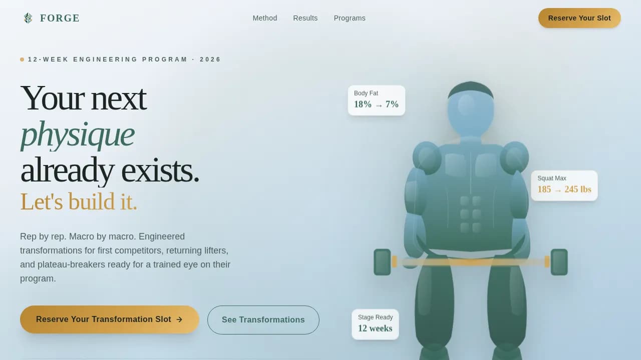 Bodybuilding Coach & Physique Transformation Website Template