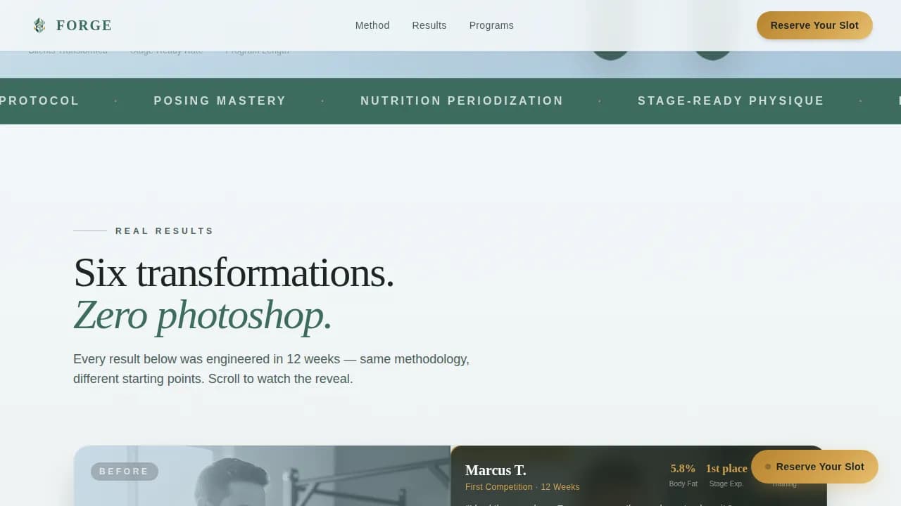 Bodybuilding Coach & Physique Transformation Website Template