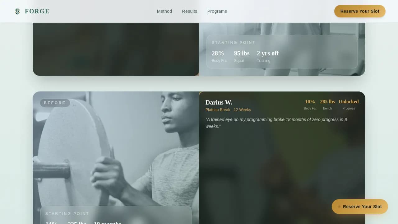 Bodybuilding Coach & Physique Transformation Website Template