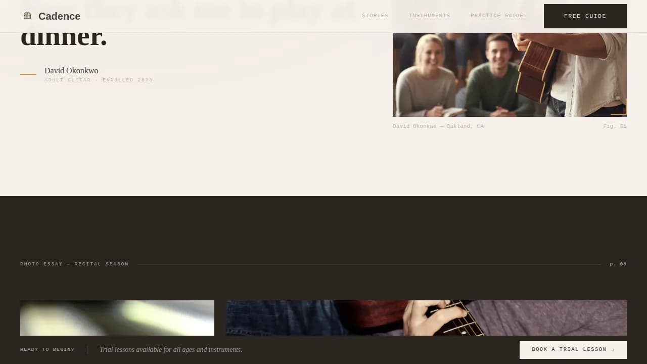 Music School Marketing Booking Website Template
