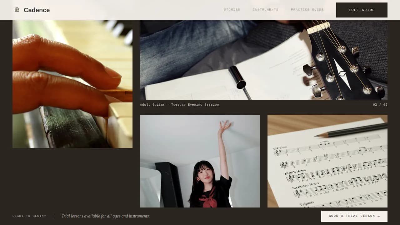 Music School Marketing Booking Website Template