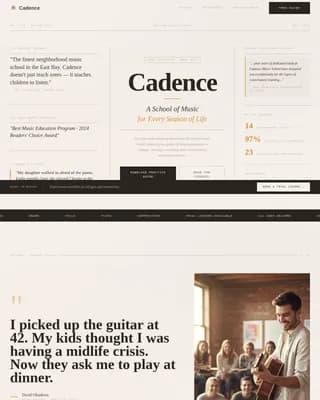 Music School Marketing Booking Website Template