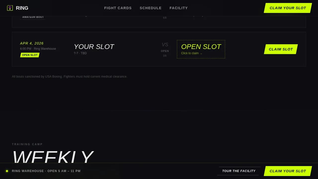 Boxing Booking Website Template