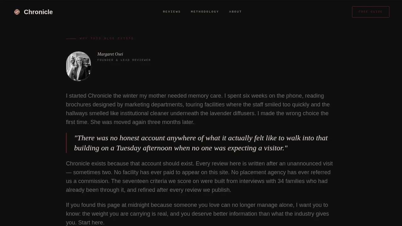 Story — Authoritative Elder Care Blog Landing Page Template