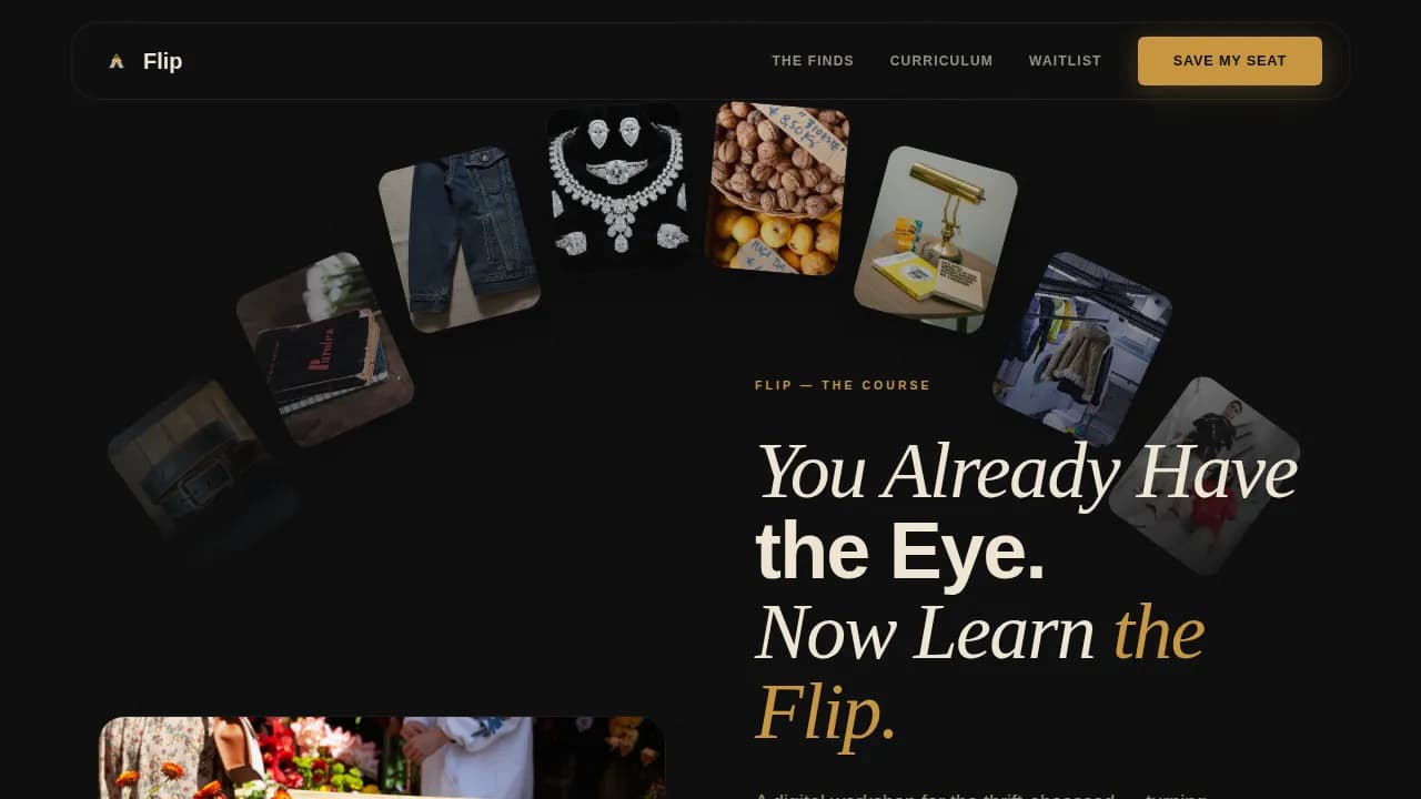 Curate — Expert Thrift Flipping Landing Page Template