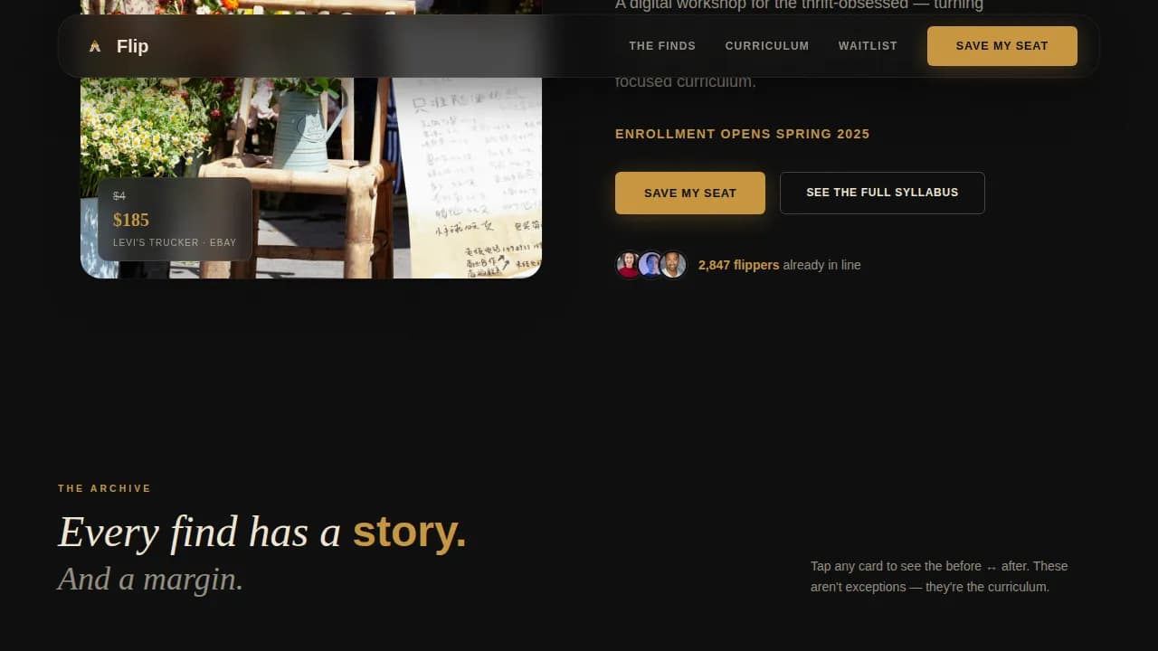 Curate — Expert Thrift Flipping Landing Page Template