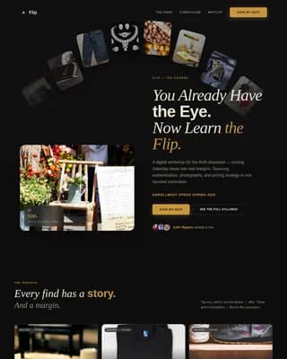 Curate — Expert Thrift Flipping Landing Page Template