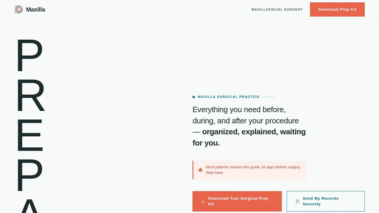 Maxilla — Expert Surgical Portal Landing Page Template