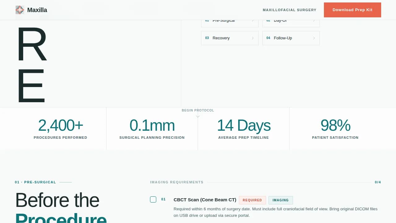 Maxilla — Expert Surgical Portal Landing Page Template