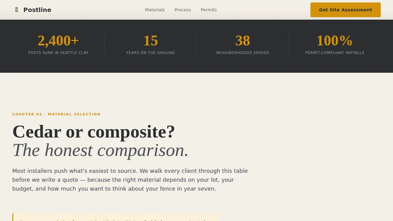 Postline — Expert Fence Installation Landing Page Template