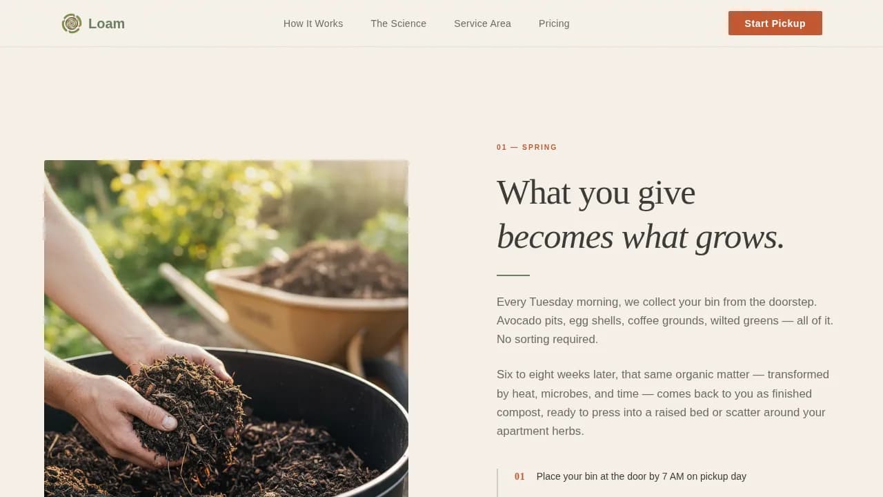 Compost — Seasonal Pickup Service Landing Page Template