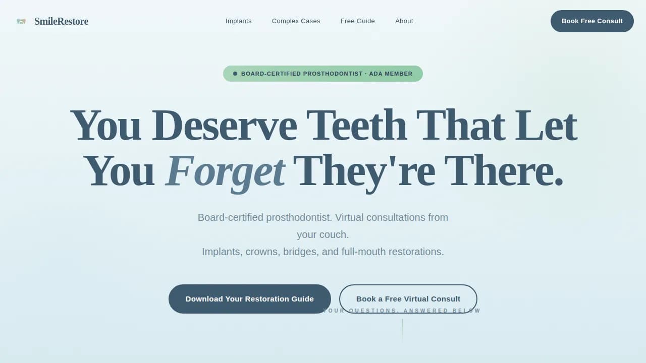 Prosthodontist Booking Website Template