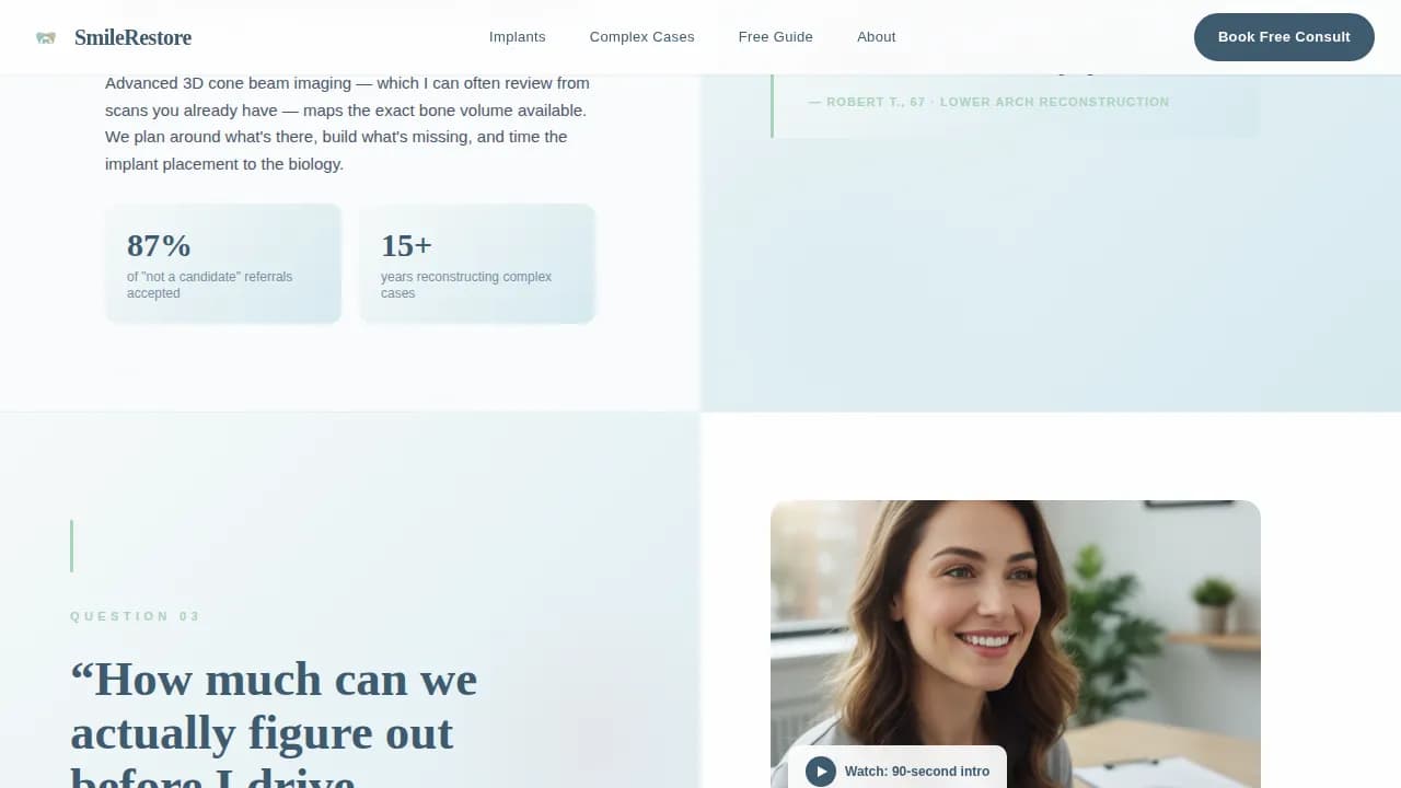 Prosthodontist Booking Website Template