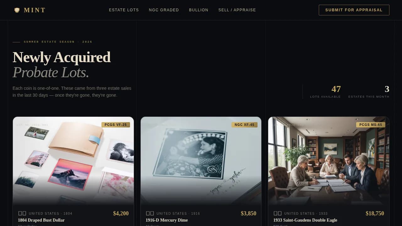 Coin & Numismatics Professional Website Template