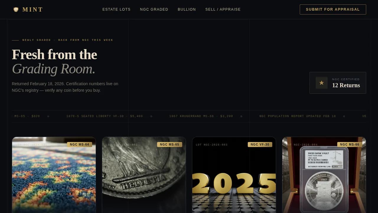 Coin & Numismatics Professional Website Template