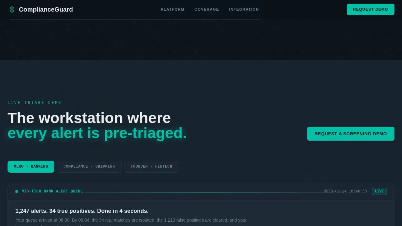 Screening - OFAC Sanctions Monitoring Landing Page Template