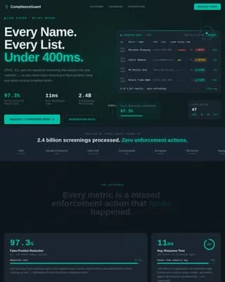 Screening - OFAC Sanctions Monitoring Landing Page Template