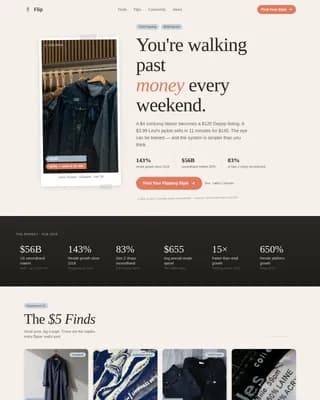 Vintage & Thrift Flipping Content Blog Website Template