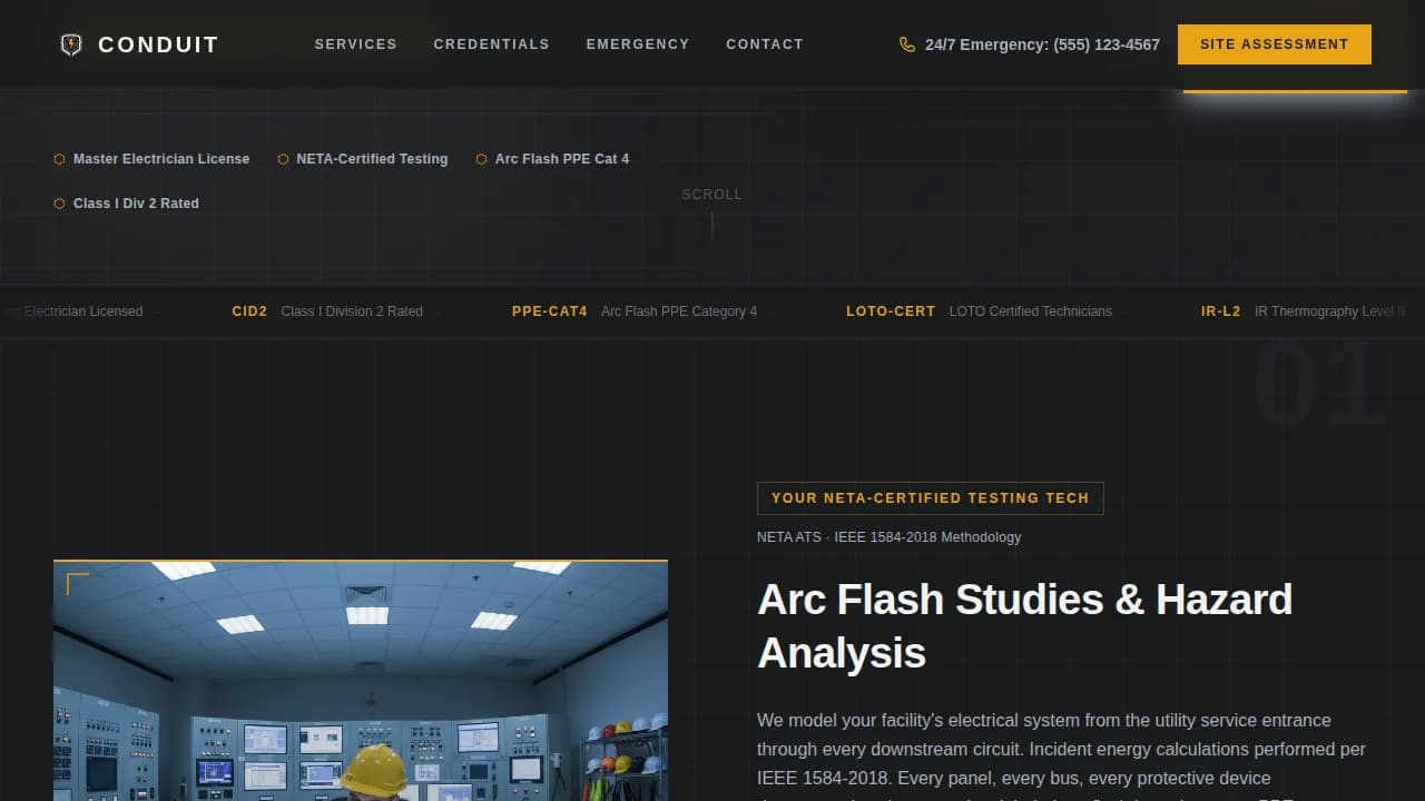 Industrial Electrician Business Professional Website Template