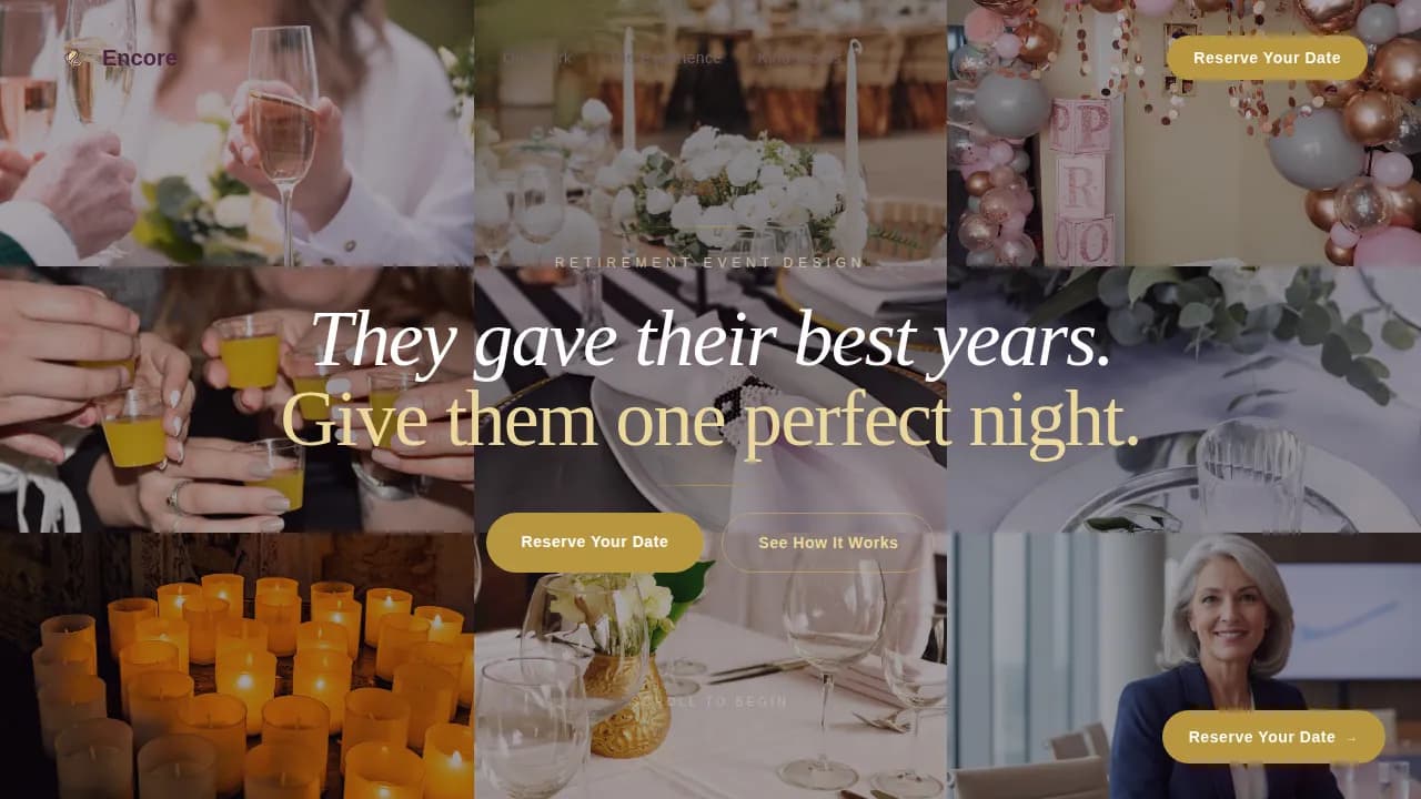 Retirement Event Booking Website Template
