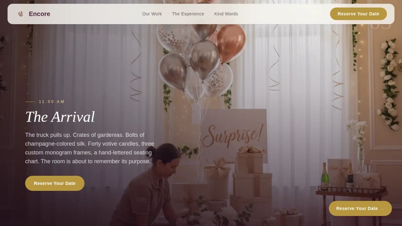 Retirement Event Booking Website Template