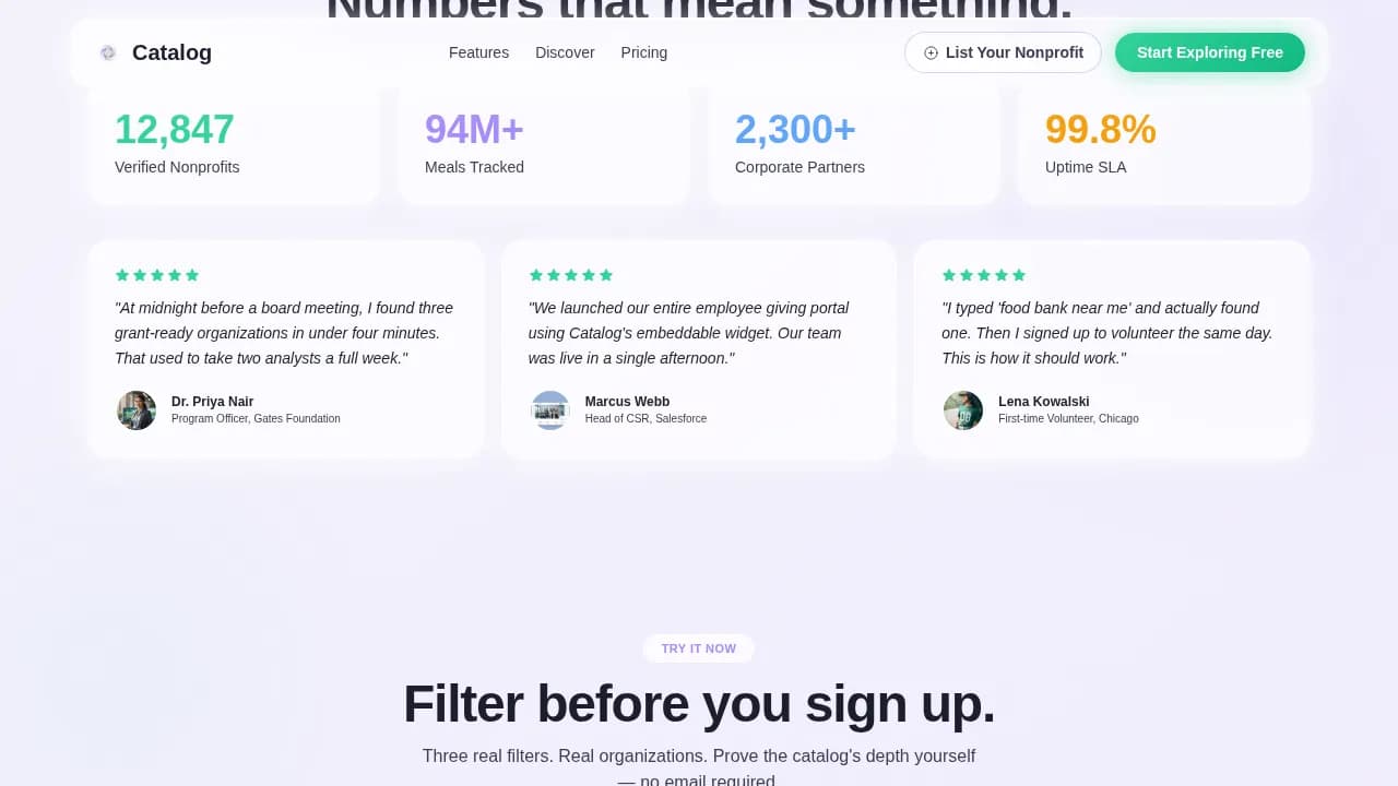 Nonprofit Digital Presence Reviews & Testimonials Website Template