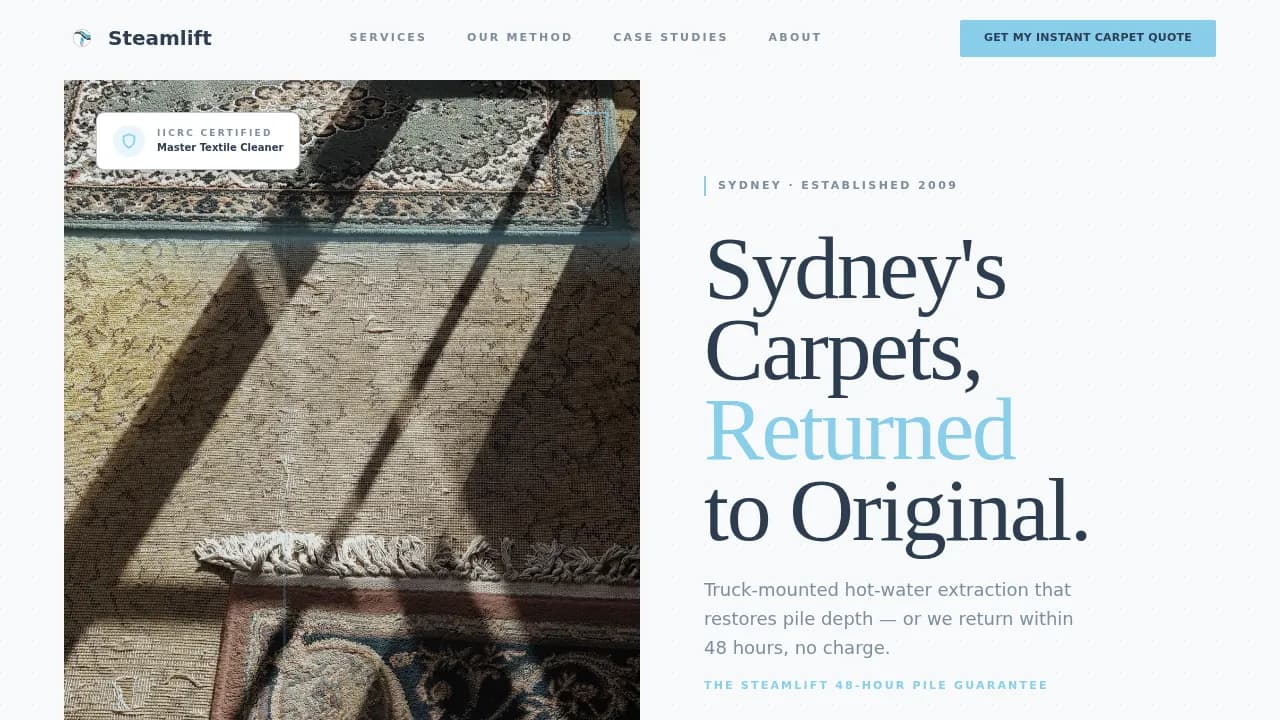 Steamlift — Carpet Restoration Landing Page Template